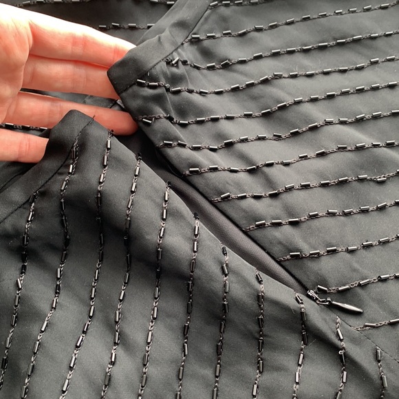 NWOT Lauren Ralph Lauren Black Silk Beaded Skirt, Size 4 - Picture 7 of 14